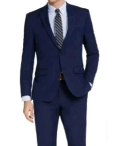 $395 Van Heusen Men's Blue Truman Slim-Fit 2-Piece Suit Jacket Pants Size 38R - Picture 1 of 11