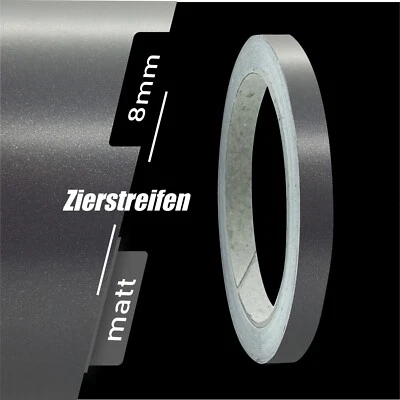 Zierstreifen Matt anthrazit metallic 8mm Aufkleber grau Länge 10m Auto Boot Kleb - Bild 1 von 4