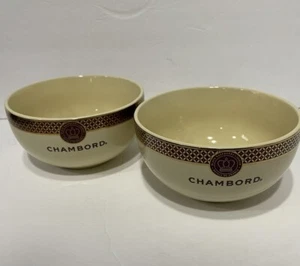 Chambord Ice cream Bowls Black Raspberry Liqueur Royale De France Set Of 2 Beige - Picture 1 of 9