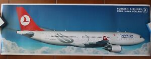 TURKISH AIRLINES THY OFFICIAL LARGE SIZE POSTER AIRBUS A330-200 TC-JNA. 33X98CM