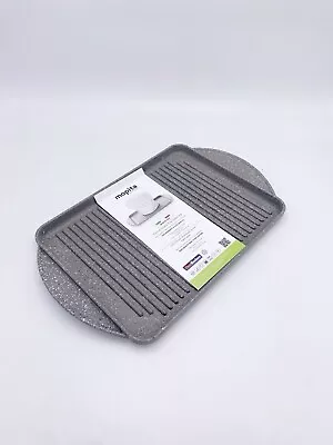 Bistecchiera Piastra Rettangolare Antiaderente Pietra Alluminio 37x28cm Grigia - Immagine 1 di 4