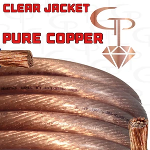 25 ft TRUE AWG 1/0 Gauge OFC COPPER Power Wire CLEAR Ground Cable GP Car Audio - Picture 1 of 4