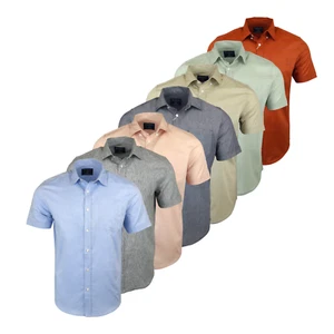Camisas informales delgadas para hombre 100 % algodón color liso calidad verano vacaciones playa - Imagen 1 de 36