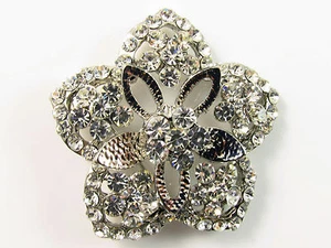 USA BROSCHE Österreich Kristall PIN Braut Hochzeit Corsage SILBER Vintage Blume B44 - Bild 1 von 3
