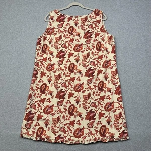 VTG White Stag Dress Womens XL Red Pink Floral Linen Rayon Sleeveless Boho - Picture 1 of 13