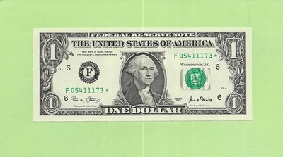 2001* ..UNCIRC $1  F 0541 1173 *  .... 2001 $1  F-*       STAR NOTE      FRN - Image 1 of 2