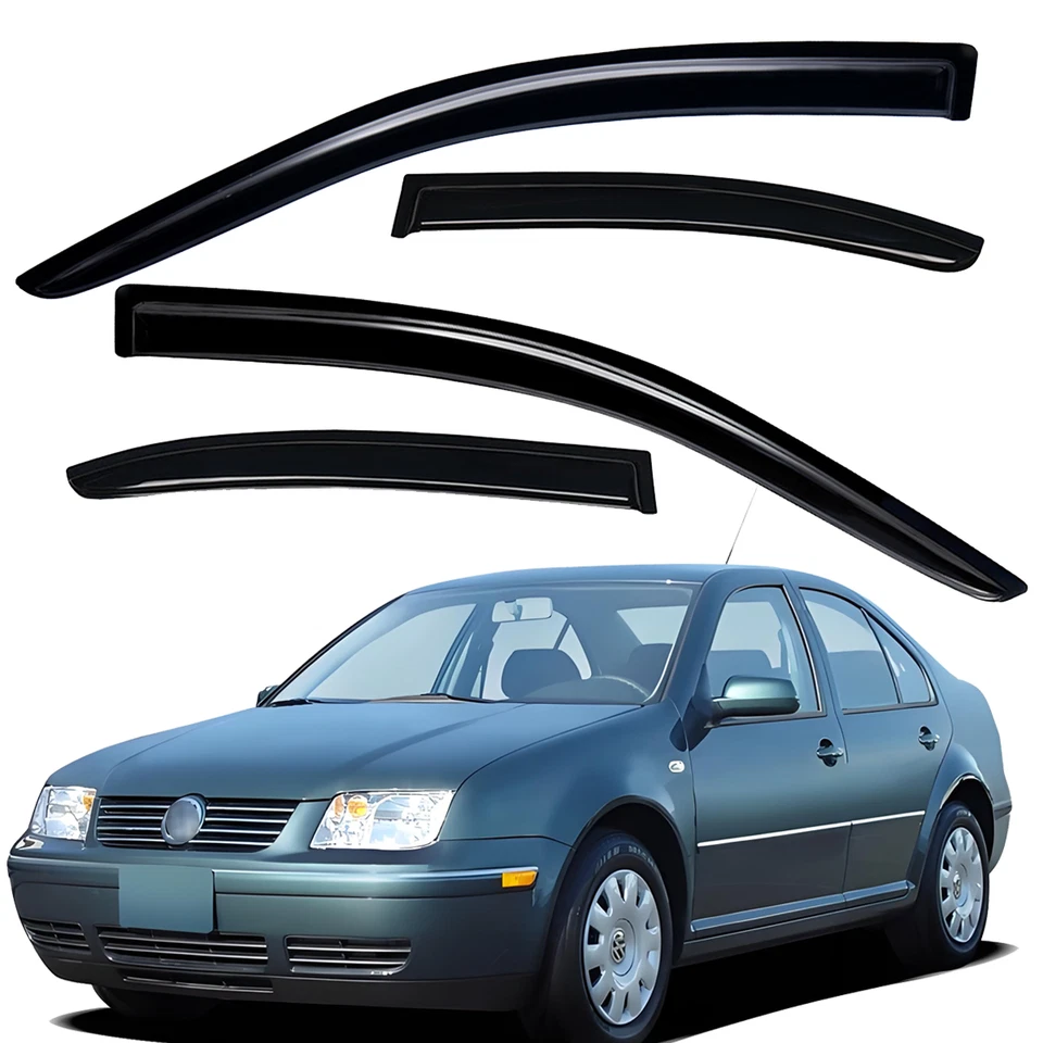 For 1999-2005 Volkswagen Jetta Sedan Tape-on Window Visor Rain Guard Deflector Foto 1 de 4