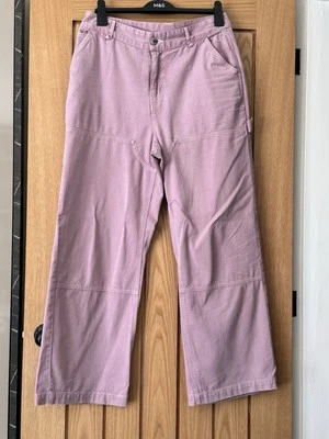 Ladies Lilac Carpenter Cargo Trousers By River Island Size 14 Only Worn Twice - Image 1 of 4