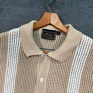 Polo uomo all'uncinetto Massive Luxury Edition maglia aperta estate spiaggia camicia grande - Foto 1 di 18