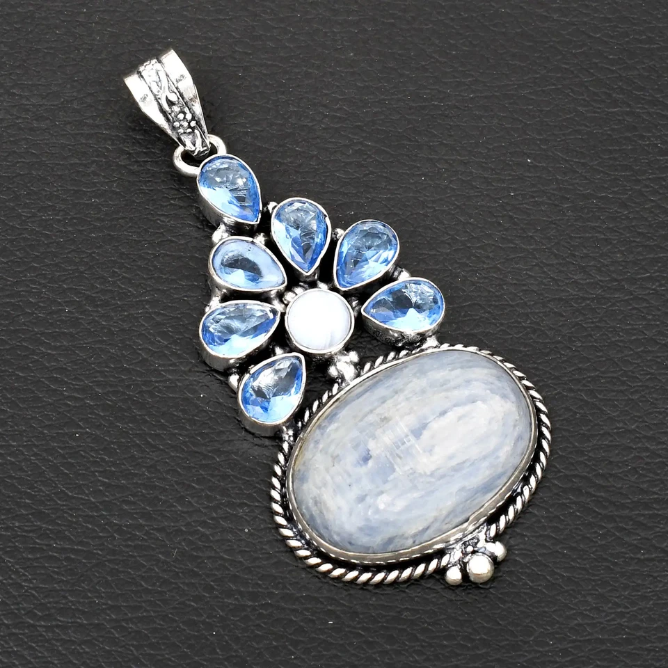 Natural Kyanite Blue Topaz Gemstone Handmade Pendant Jewelry Gift 2.96" AP-16124 - Image 1 of 1