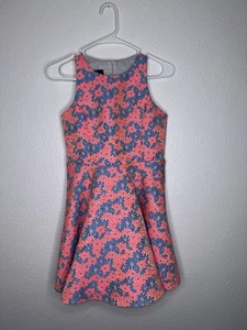 VTG Un Deux Trois Girl's Blue and Pink Floral Sleeveless Dress Size 16 USA - Picture 1 of 21