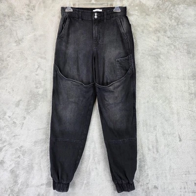 Pantalones Forever 21 Premium Para Mujer Pequeños Negros Denim Jogger Estilo Carpintero Foto 1 de 4