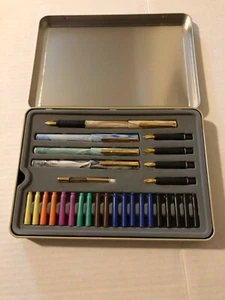 STAEDTLER CALLIGRAPHY SET- 33 PIECE SET INCLUDING METAL STORAGE TIN - Picture 1 of 5
