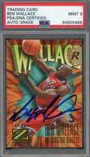 Ben Wallace Autographed 1997 Skybox Z-Force Signed Rookie Card #165 PSA Auto 9