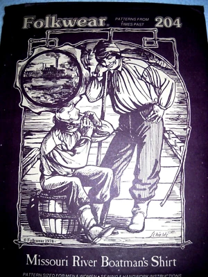 Folkwear 204 Missouri River Boatman's Shirt all Sizes Unisex Sewing Pattern F1 - Image 1 of 2
