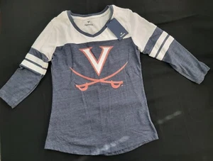 Unique UVA University of VA NWT Small L/S V Neck T-shirt by Fanatics - Picture 1 of 10