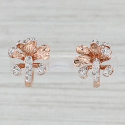 1.34 Ct Simulated Round Cut Diamond Flower Stud Earring's Gift Rose Gold Plated - Image 1 of 4