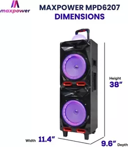 MaxPower 8"X 2 Rechargeable Karaoke Speaker Disco Ball, LED lights, (FVS027084) - Picture 1 of 5
