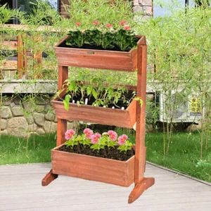 3 Tier Wooden Raised Garden Bed Elevated Planter Basket Box for Fruit Flower - Picture 1 of 17