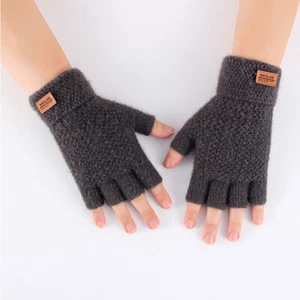 Guantes Medio Dedo Mujer Hombre Invierno Calor Tejido Guantes de Trabajo Nuevos - Imagen 1 de 16