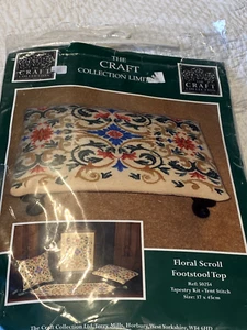 Vintage 'Floral Scroll Footstool Top' Needlepoint Kit 37 X 45 cm - Picture 1 of 11