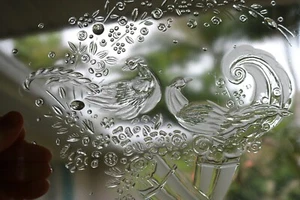 Vintage Clear Frosted Pheasant Birds Serving Tray Platter Wright Glass ? Handles - Imagen 1 de 8