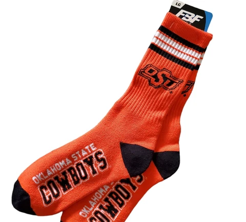 Oklahoma State Cowboys Socks For Bare Feet Licensed NCAA Cotton Crew Cover