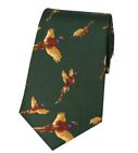 Soprano Tie Flying Pheasants Silk Tie On Green Country Hunting Shooting T001