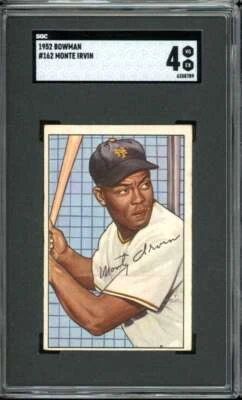 Bowman #162 Monte Irvin 1952 New York Giants Salón de la fama SGC 4 en muy buena condición-excelente Foto 1 de 2