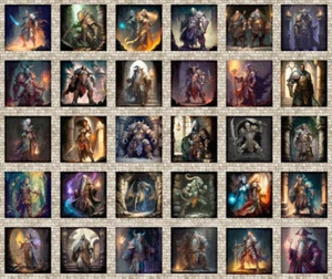 Wizards and Warriors Patch Medieval Fantasy Blocks 36x44" Cotton Fabric Panel - Picture 1 of 1