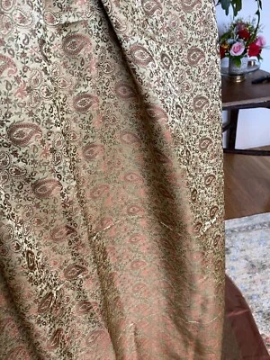 Antique Silk Saree Sari~Beautiful Double Sheen~Golden Khaki & Rusty Pink Accents - Image 1 of 4