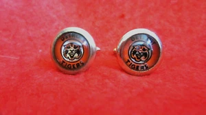 Vtg 1940s 50s Detroit Tigers Baseball Team Logo Cufflinks Painted Reverse Glass  - Picture 1 of 3