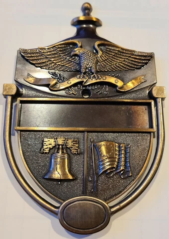 Vtg NIB BRASS Patriotic American Eagle Door Knocker 1974 Columbia Specialty Co Cover