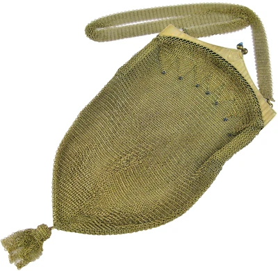 Cartera antigua E A Bliss Co 1910-20 de malla fina dorada Foto 1 de 4