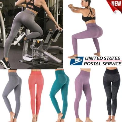 Womens High Waist Yoga Pants Leg Bondage Butt Lift Leggings Sports Gym TikTok - Image 1 of 4