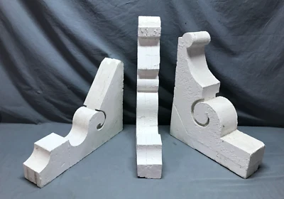 Antique Lot 3 Wood Corbel Roof Brackets Victorian Shabby VTG Chic Old 573-25B - Image 1 of 4