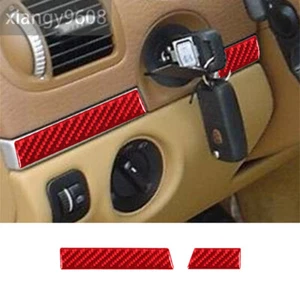 2x Cubierta roja del panel izquierdo del volante fibra de carbono para Porsche Cayenne 2003-2010 - Imagen 1 de 9