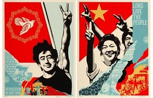 Shepard Fairey Revolution In Our Time, & Long Live The People Matching Set #/500 - Picture 1 of 24