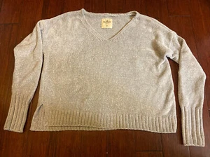 HOLLISTER Light Gray Cropped Sweater Womens Size XS Knit Top SuperSoft! Crop top - Picture 1 of 10