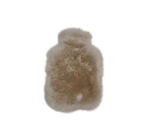 GENUINE 100% AUSTRALIAN Long Wool Hot Water Bottle Cover - Nappa Brown - Picture 1 of 4