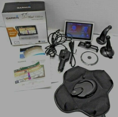 Garmin Nuvi 1300 LM GPS Navigation System Bundle Dash Mount Suction Cup Cords - Image 1 of 4