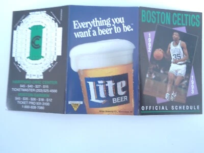 1992 Boston Celtics Basketball Schedule, Reggie Lewis, Miller Lite - Image 1 of 2