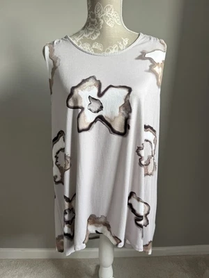 MARLA WYNNE BEIGE/BROWN PATTERNED SLEEVELESS  LONGER LAYERED LOOK TOP SIZE XL - Image 1 of 4