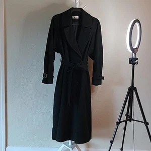 Vintage Calvin Klein Made in USA Maxi Mantel, schwarz, um 1987, passt 10-12, - Bild 1 von 15