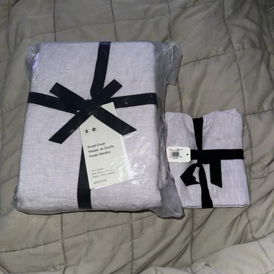 West Elm European Full Queen Linen & Euro sham Em lilás Roxo Mesclado Novo com etiqueta - Imagem 1 de 4