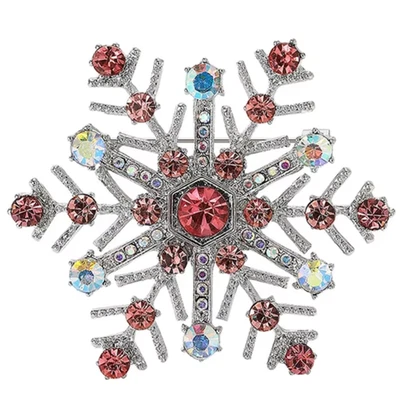 闪闪发光的圣诞雪花胸针水钻胸针,假日冬季珠宝礼品 — 第 1/4 张图片