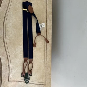 Alexander Julian Colors Braces Suspenders Navy Brown Leather Button Tips - Picture 1 of 8