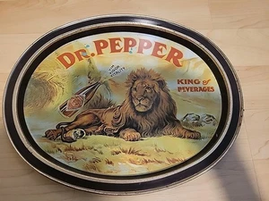 VTG 1979 DR. PEPPER King of Beverages Lion Oval Metal Serving Tray 14.5 X 11.5" - Picture 1 of 9