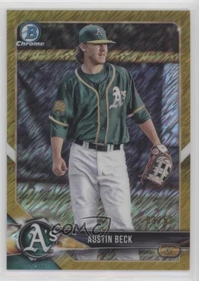 2018 Bowman Chrome Prospects Gold Shimmer Refractor /50 Austin Beck #BCP6 - Image 1 of 2