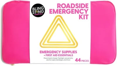 Kit de Emergencia en Carretera BLINGSTING - 44 Piezas Compacto Rosa Herramientas de Seguridad para Coche con Foto 1 de 4